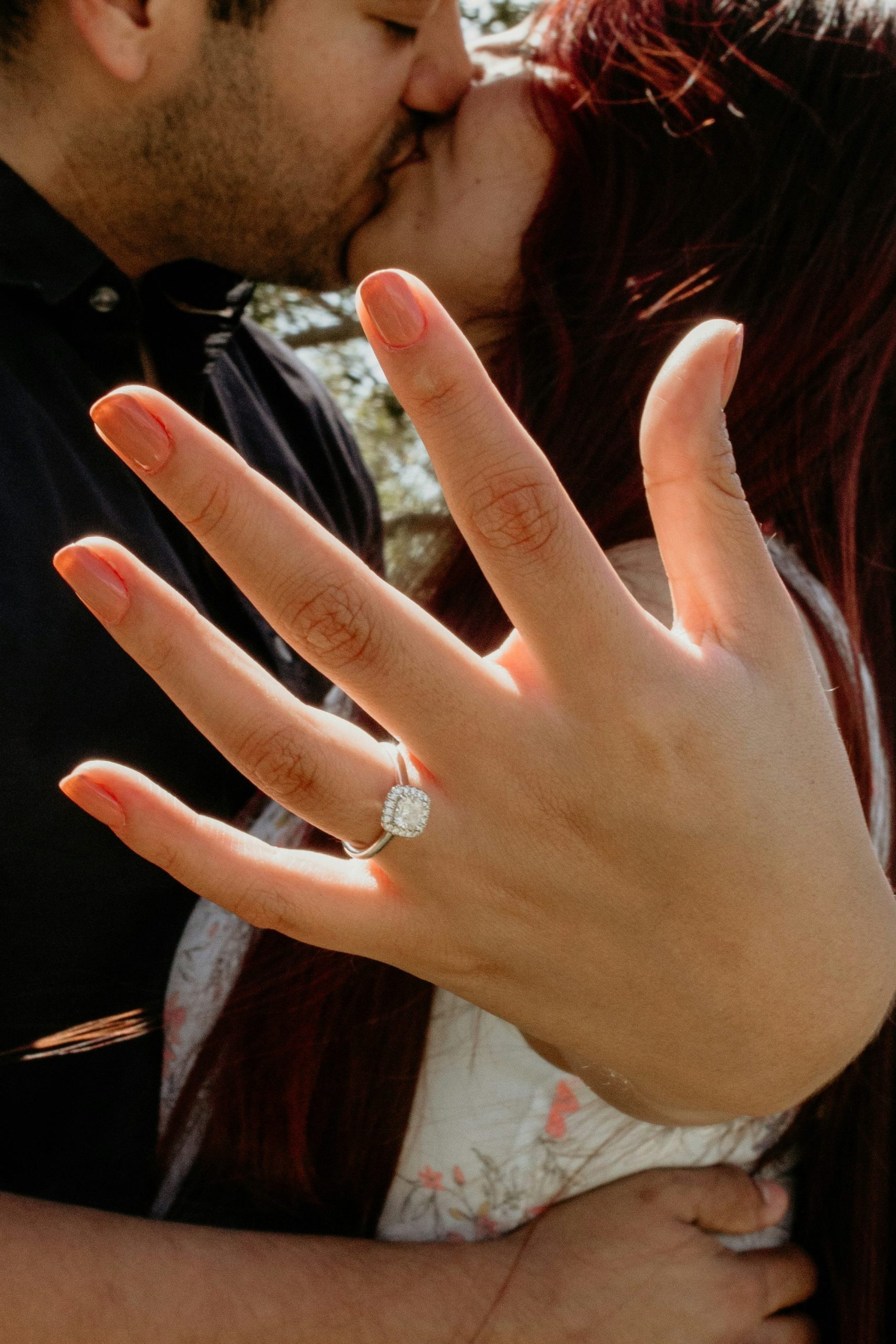 Newly engaged couple who have just got engaged